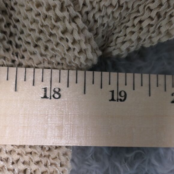 BCBGMaxAzria Cardigan Sweater Women Medium Beige Cotton Blend Fringe Waterfall - Picture 7 of 11